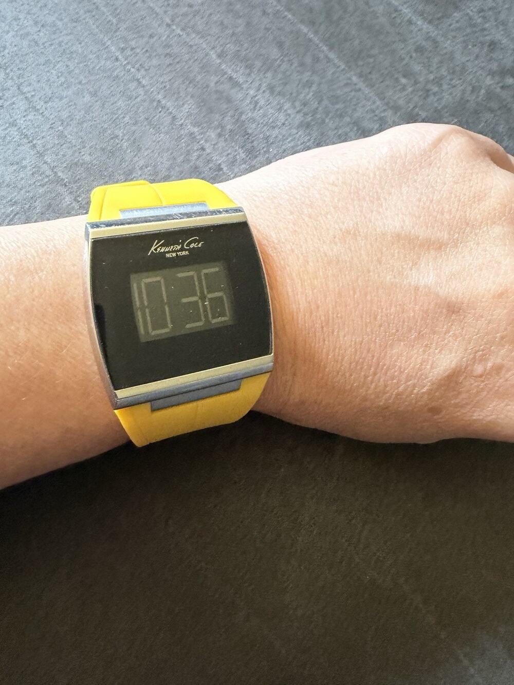 Kenneth Cole NY KC1660 Digital Watch Yellow Band Stainless Steel Men’s Working